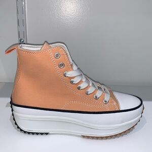 ORANGE HIGH TOP CANVAS SNEAKERS